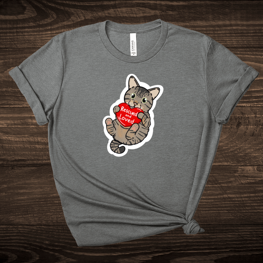 Rescued and Loved Cat Valentines T Shirt