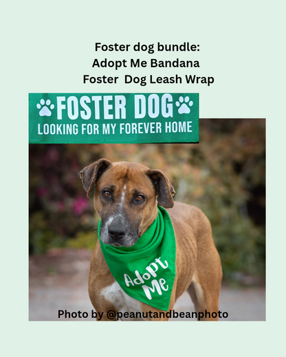 Foster dog Leash Wrap and Adopt Me Bandana Bundle