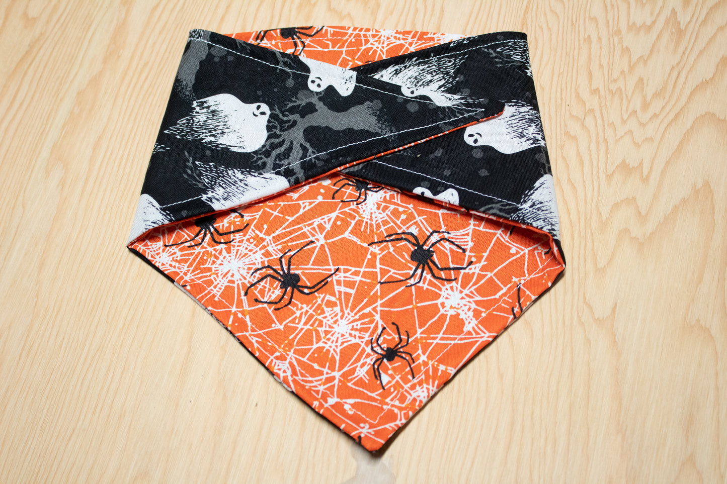 Spooky Ghosts Reversible Spider Dog Bandana