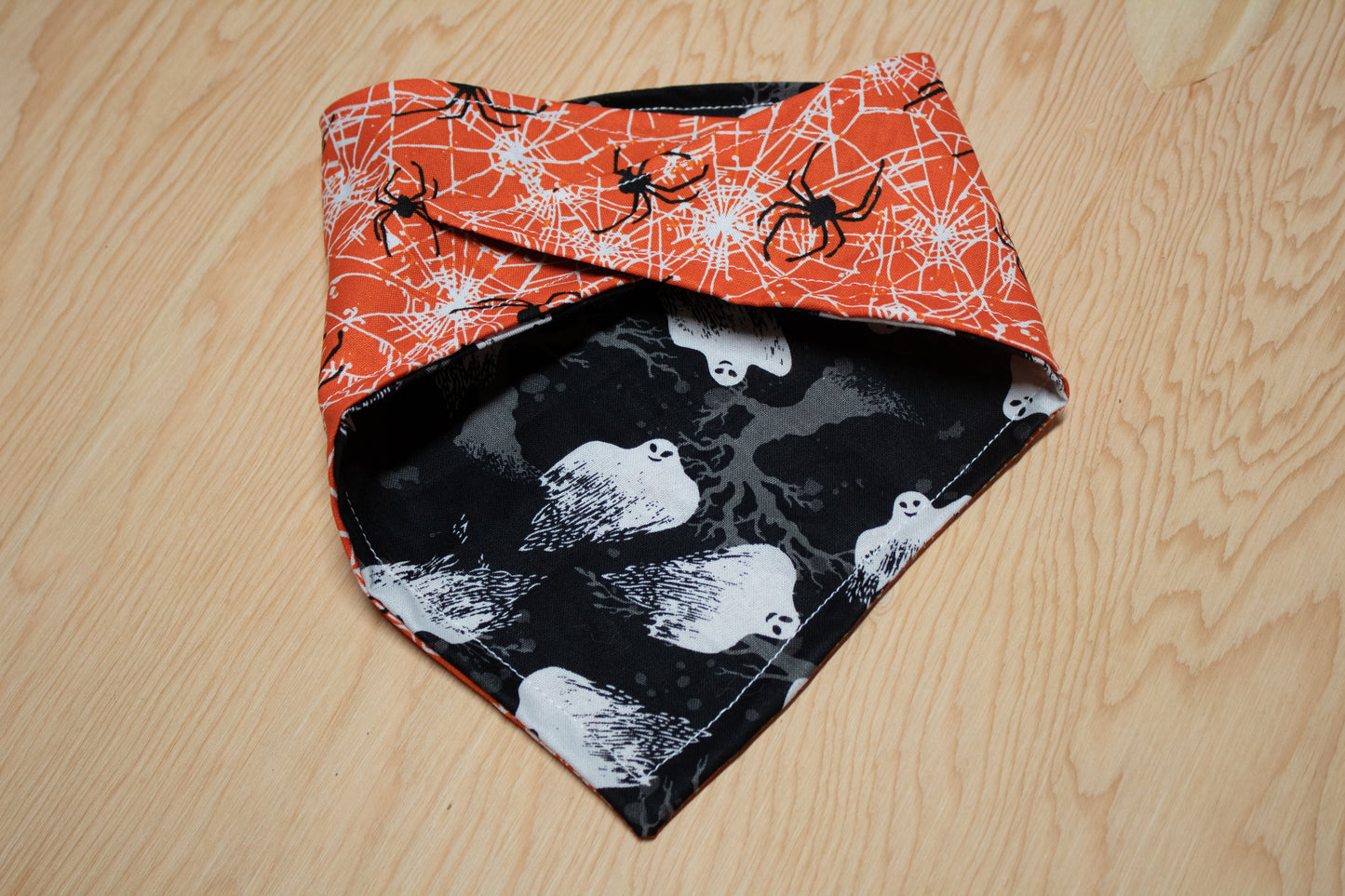 Spooky Ghosts Reversible Spider Dog Bandana