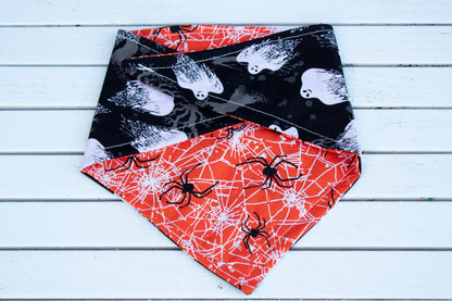 Spooky Ghosts Reversible Spider Dog Bandana