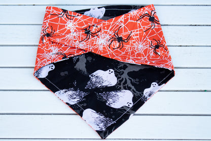 Spooky Ghosts Reversible Spider Dog Bandana