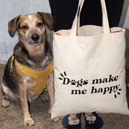 Dogs Make Me Happy Tote Bag