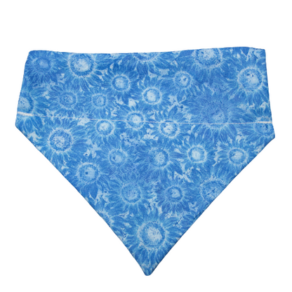 Blue Sunflower Reversible Quatrefoil Patterned Bandana