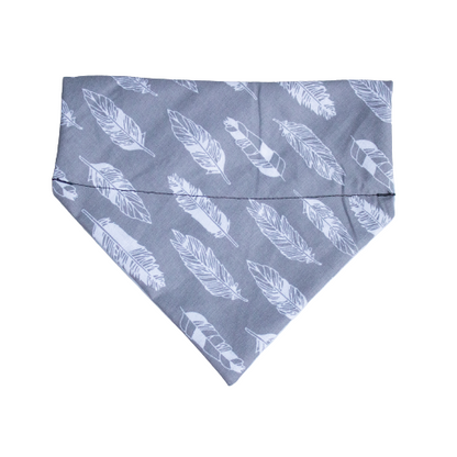 Grey Plaid and Feathers Reversible Bandana