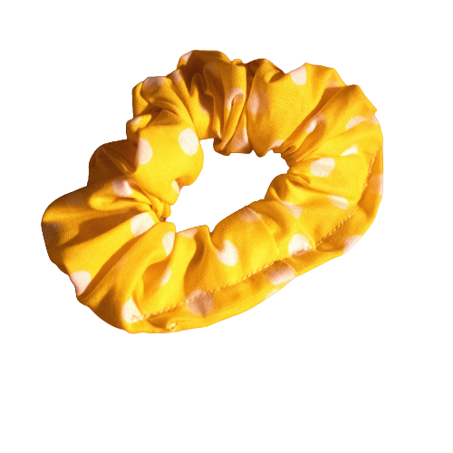 Yellow Scrunchie with White Dots