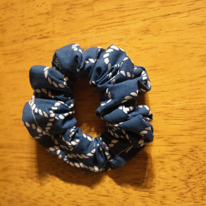 Navy Blue Scrunchie with white rope design