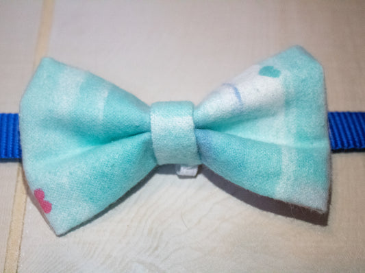 Light Blue and Pink Hearts Bowtie